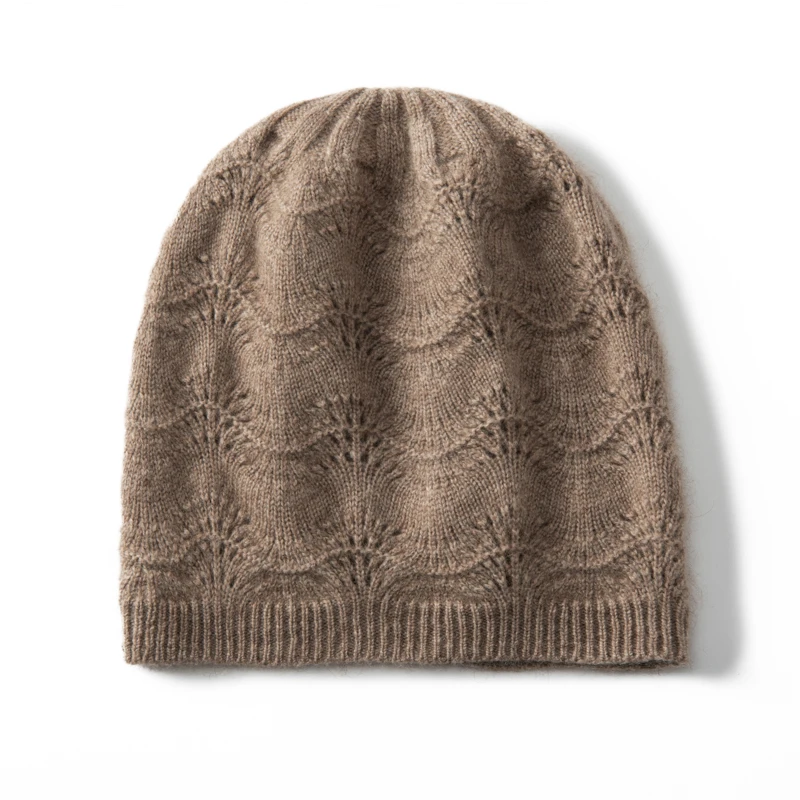 秋冬新款山羊绒帽子女镂空针织毛线保暖护耳包头月子帽子百搭冷帽