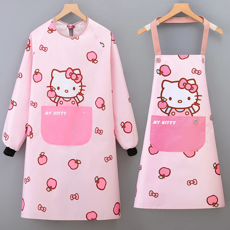 围裙厨房家用新款大人防水防油带袖罩衣女做饭上班专用工作服可爱