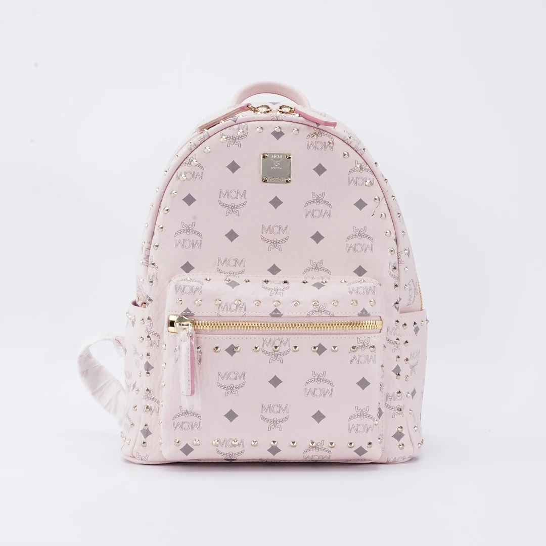 95新 MCM 【MCM专属】粉色双肩包小中号铆钉款/BG22015308