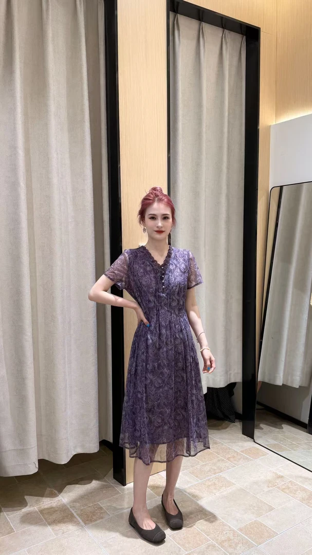 【慕莎服飾】高密度弹力网纱连衣裙#3878