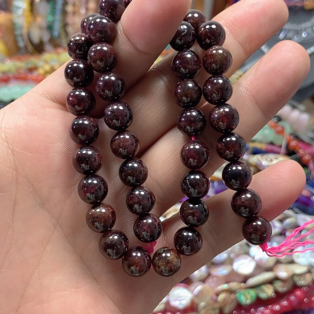 玛瑙/玉髓合金珠宝半成品天然石榴石一条卡10mm