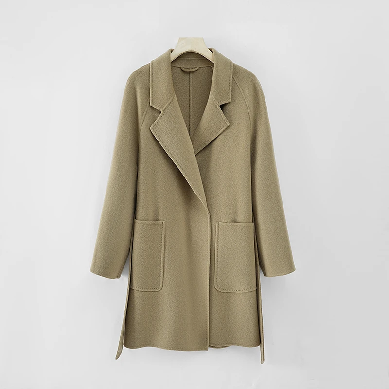 双面呢雅丹风大衣气质韩版时尚宽松显瘦小个子百搭毛呢外套88301