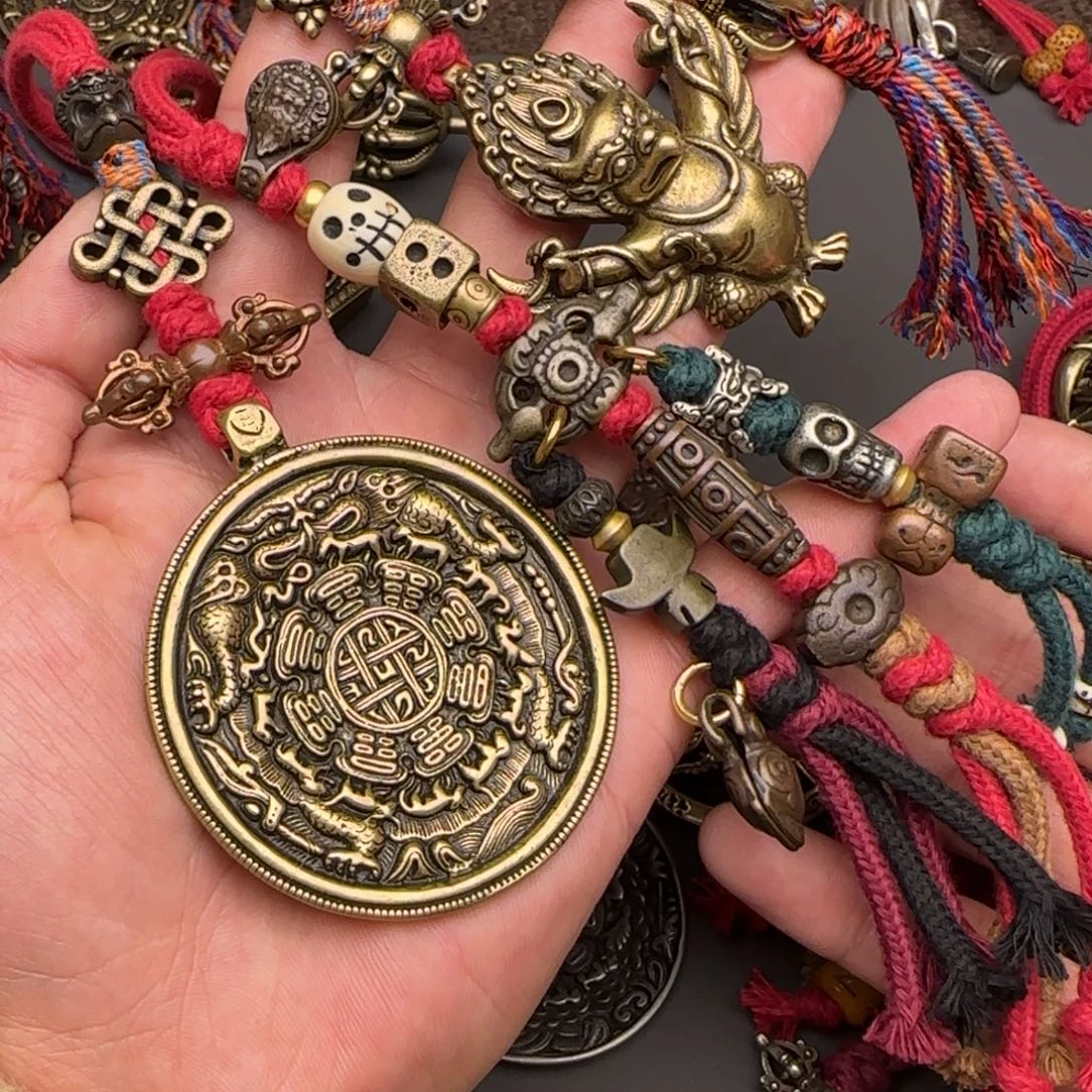 跑***跑老铜九宫牌 大鹏鸟吊坠