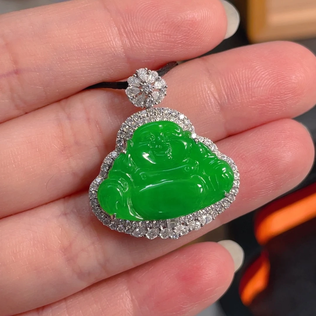 翡翠18K金镶嵌吊坠(不含链)