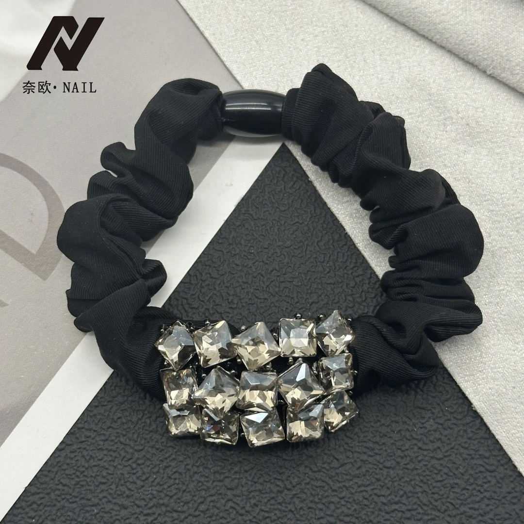 【NAIL·奈欧】设计师系列6259气质黑色闪钻高级时尚发圈