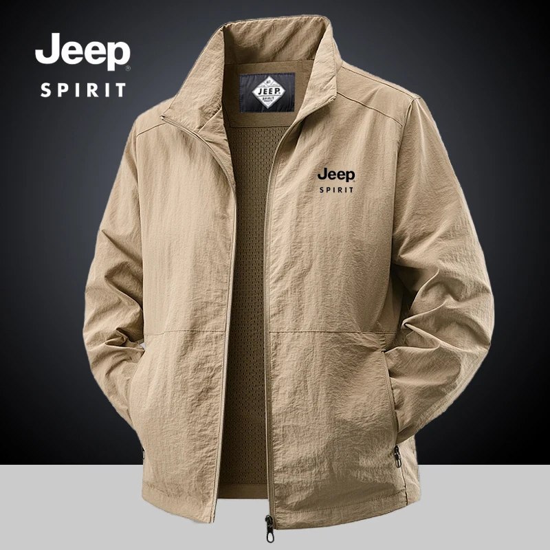 jeep吉普2025秋季新款夹克男士薄款休闲男装大码宽松防水立领外套