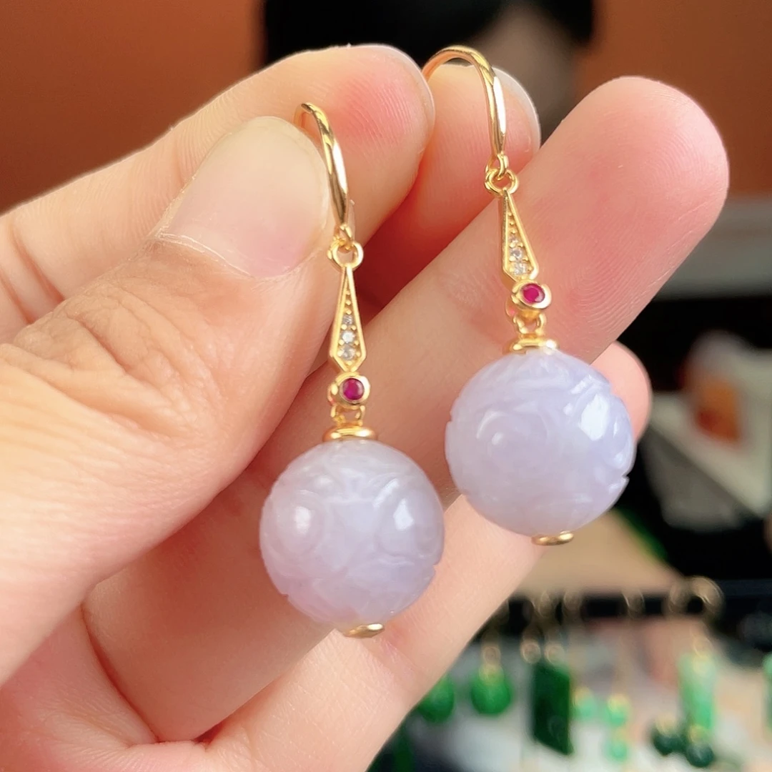 翡翠银S925镶嵌耳饰