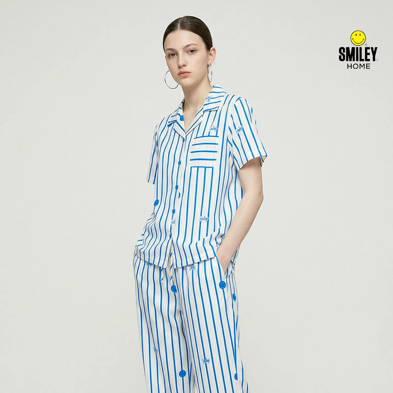 SMILEY经典笑脸天丝棉短袖套装轻奢自由感