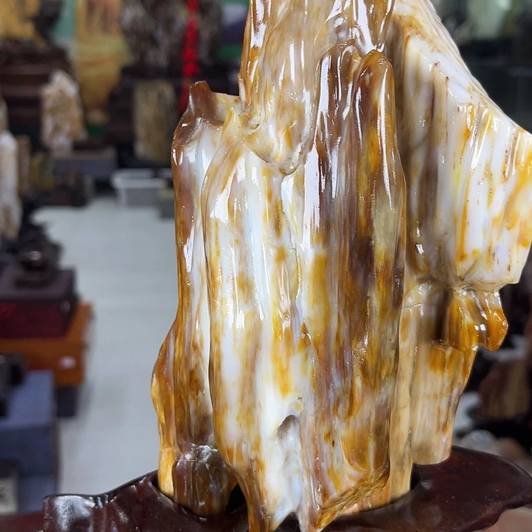 缅甸天然树化玉摆件