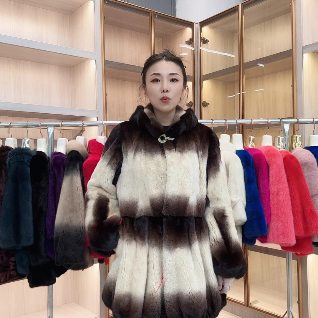 米色加咖色过渡连帽0222