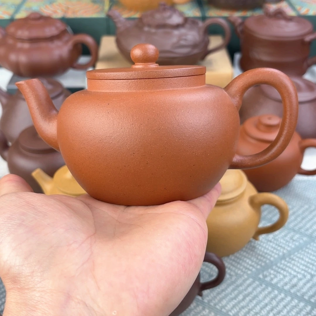 紫砂茶壶微瑕 平盖莲子 红泥 350cc