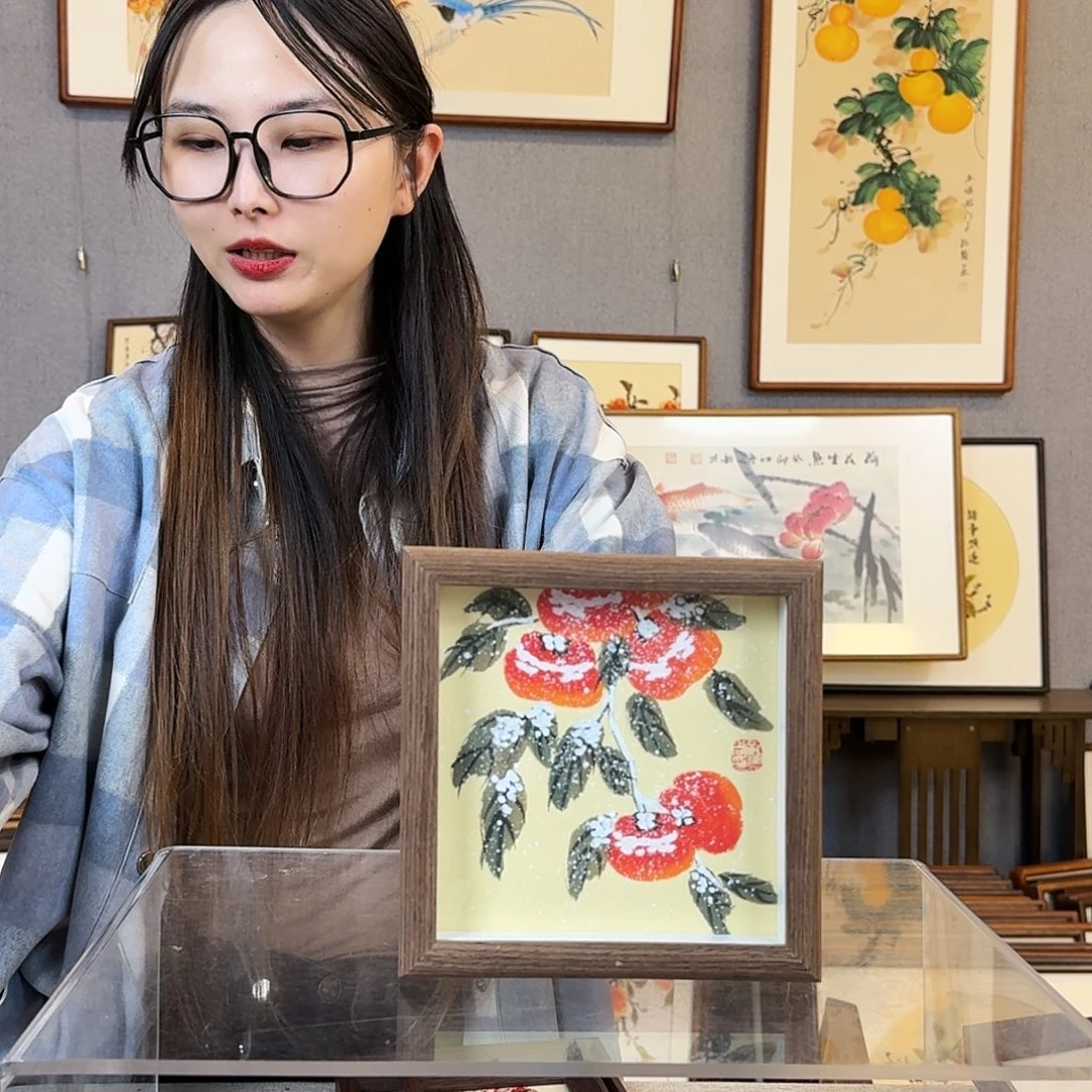 版画纯手绘，纯手写带框尺寸：15×15厘米