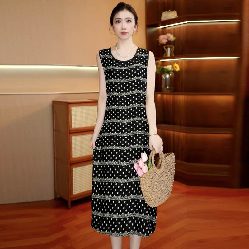 无袖波裙 气质中长款时连衣裙百搭遮肉裙子