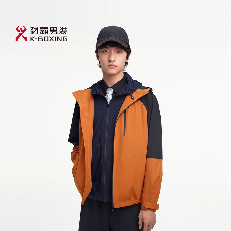 劲霸男装春季撞色连帽百搭时尚户外出行休闲茄克外套┃VKDE1123