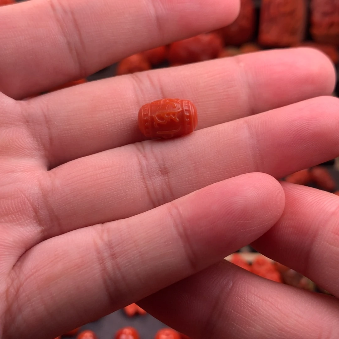 南红玛瑙南红川料六字箴言9mm➕未镶嵌