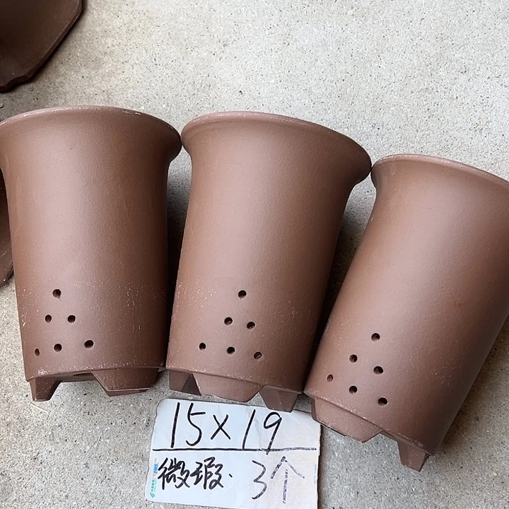 紫砂花盆宜兴紫砂花盆3只