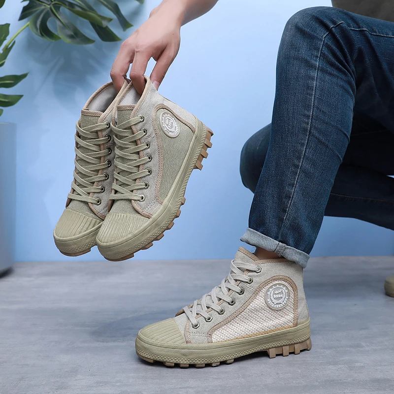 3554正品高帮解放鞋男高帮帆布劳保鞋耐磨工地劳动胶鞋户外登山鞋