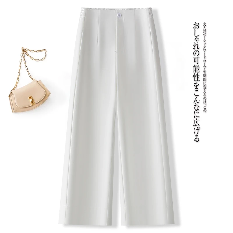 西装阔腿裤女2025新款夏季薄款高腰宽松显瘦垂感小个子九分直筒裤