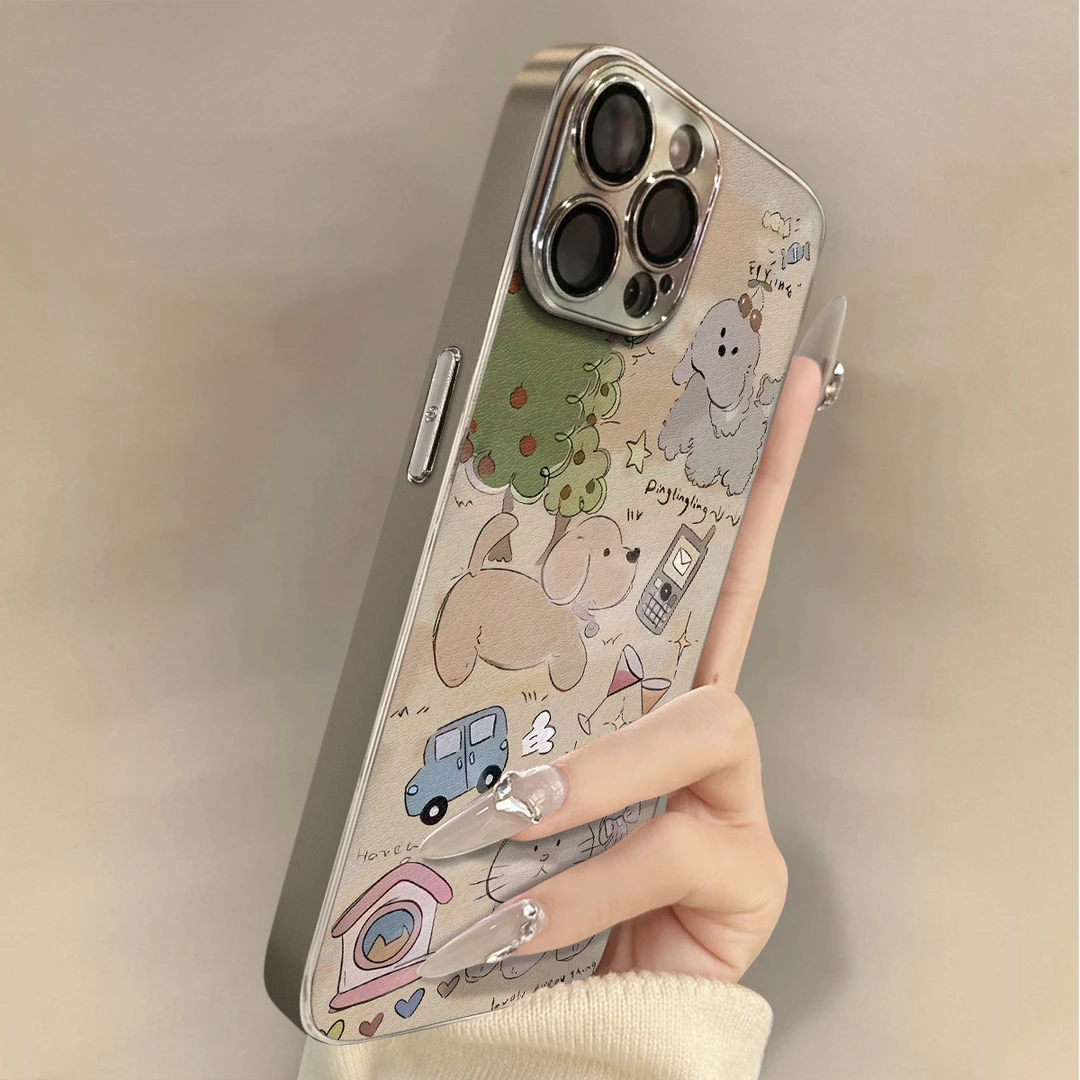 复古猫咪狗适用苹果手机壳新女款小众全包防摔高级个性创意保护套