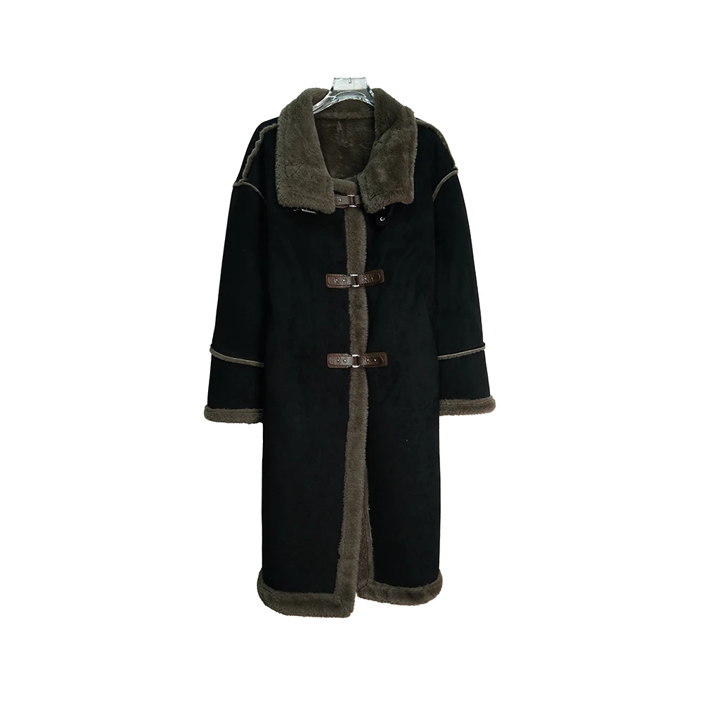 X24587轻奢复古高级感加绒中长款POLO领机车外套3D