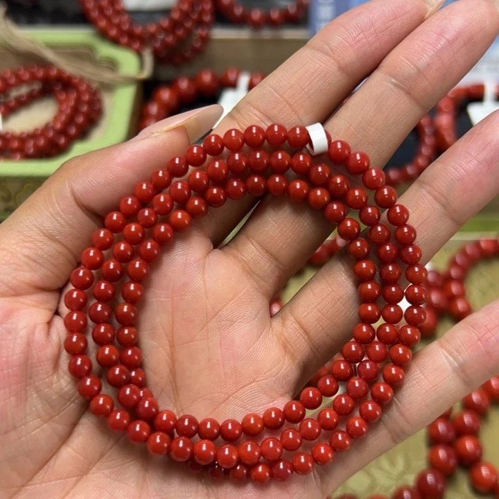 未镶嵌手串南红玛瑙锦红多圈 约4.6mm 高阶色毕业