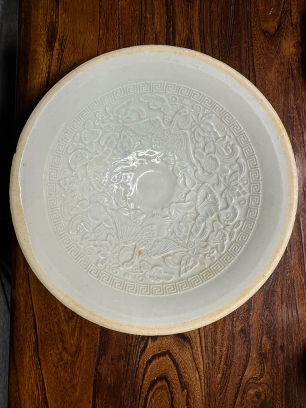 湖田窑芒口陶瓷手绘精美赏碗手工雕刻大碗