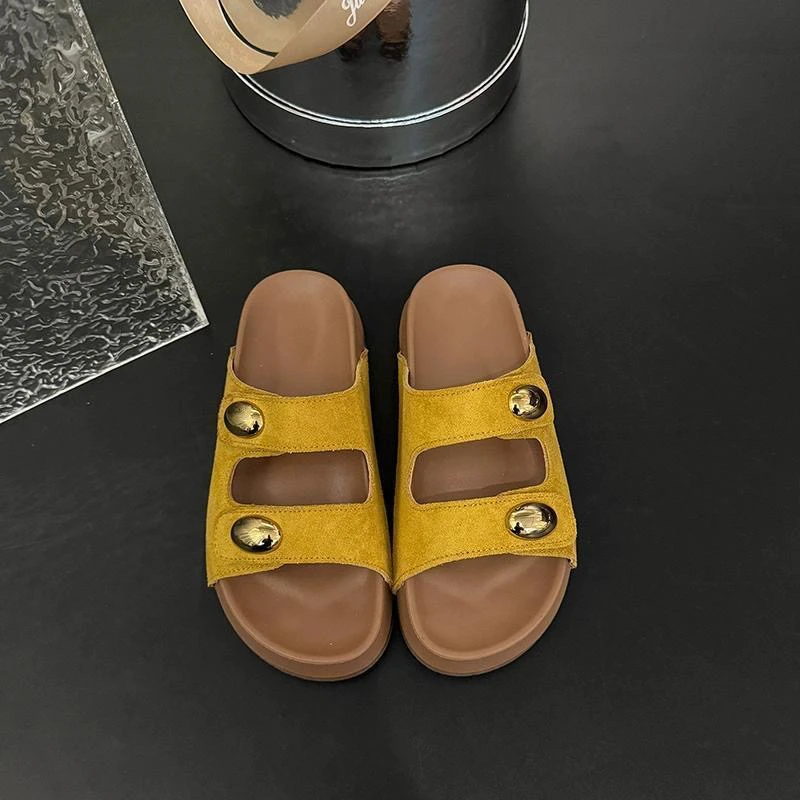 X82厚底一字拖女鞋时尚中跟胶粘鞋夏季外穿沙滩鞋休闲