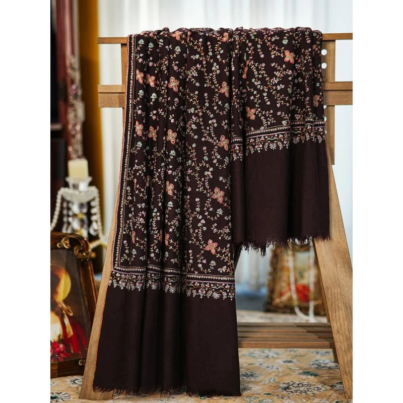 克什米尔pashmina披肩围巾刺绣藤曼  100*200 60033-AS01589915