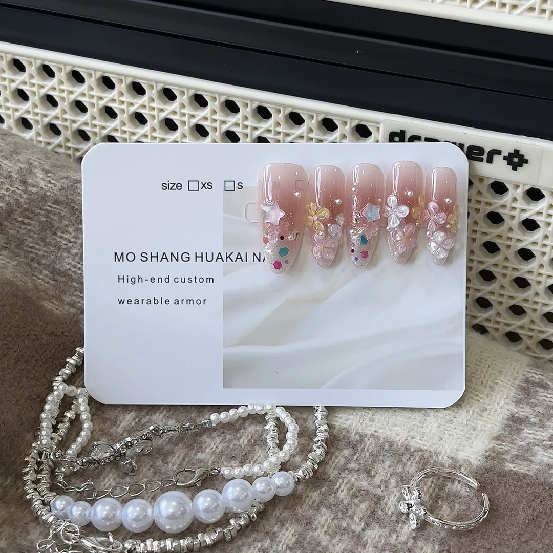 【甜糖织夏】夏日童趣手绘五彩立体捏花 2071804 纯手工穿戴甲