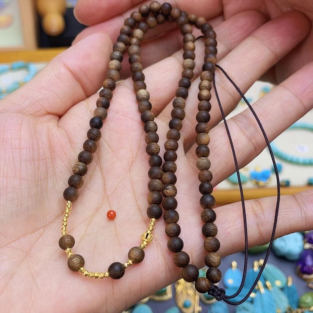 南红玛瑙18K金镶嵌项链