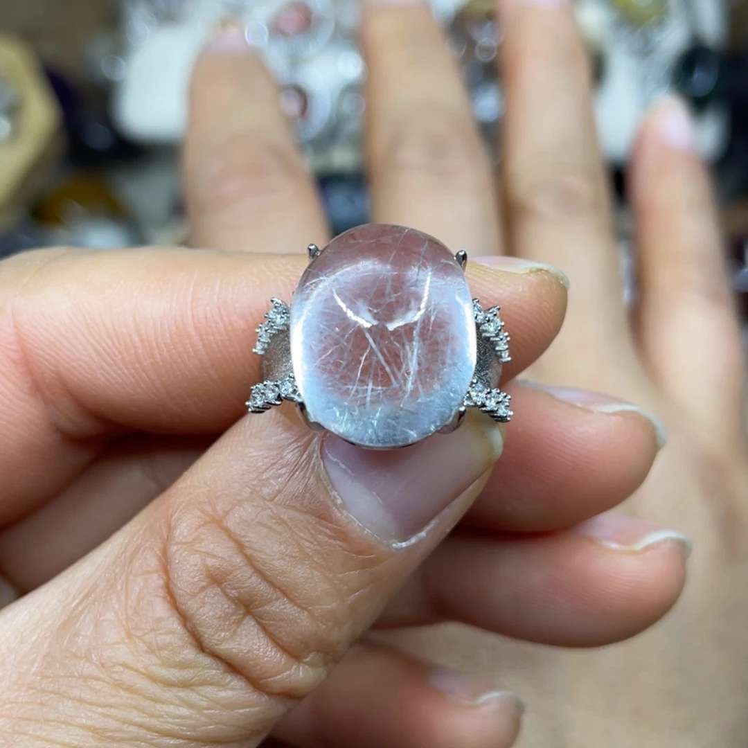 【闪购商品】银S925镶嵌珠宝半成品水晶戒指