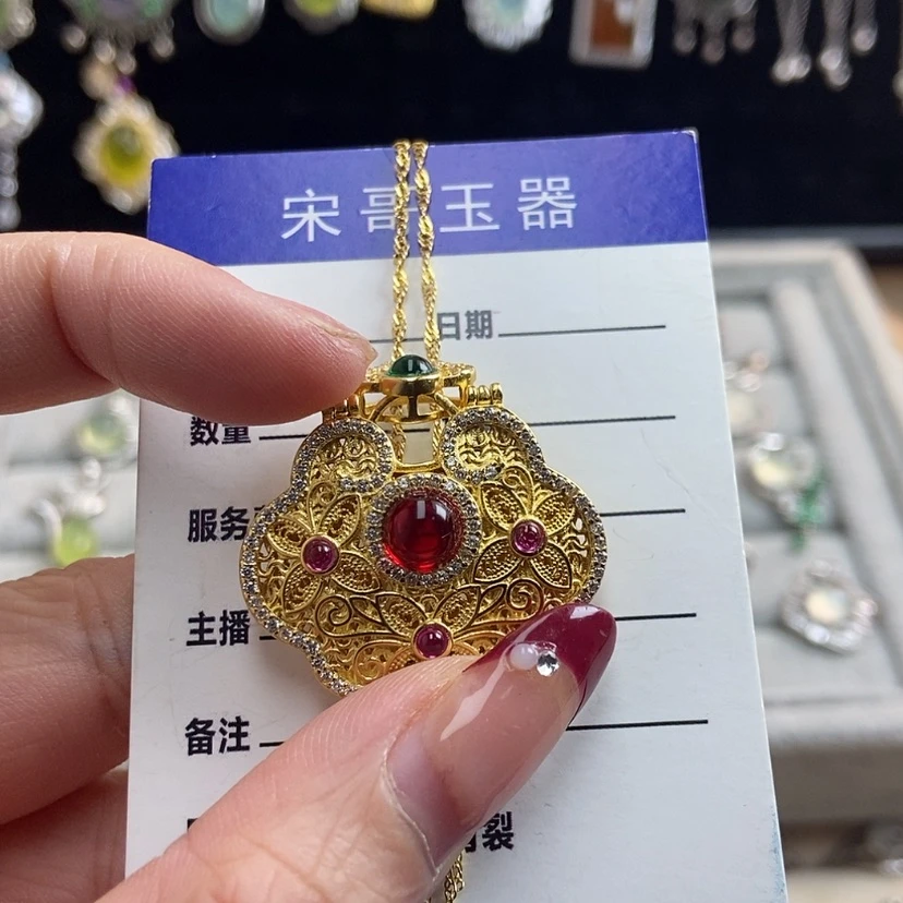 【闪购商品】托帕石颈饰银S925镶嵌见***～金色不保色新疆西藏不包邮