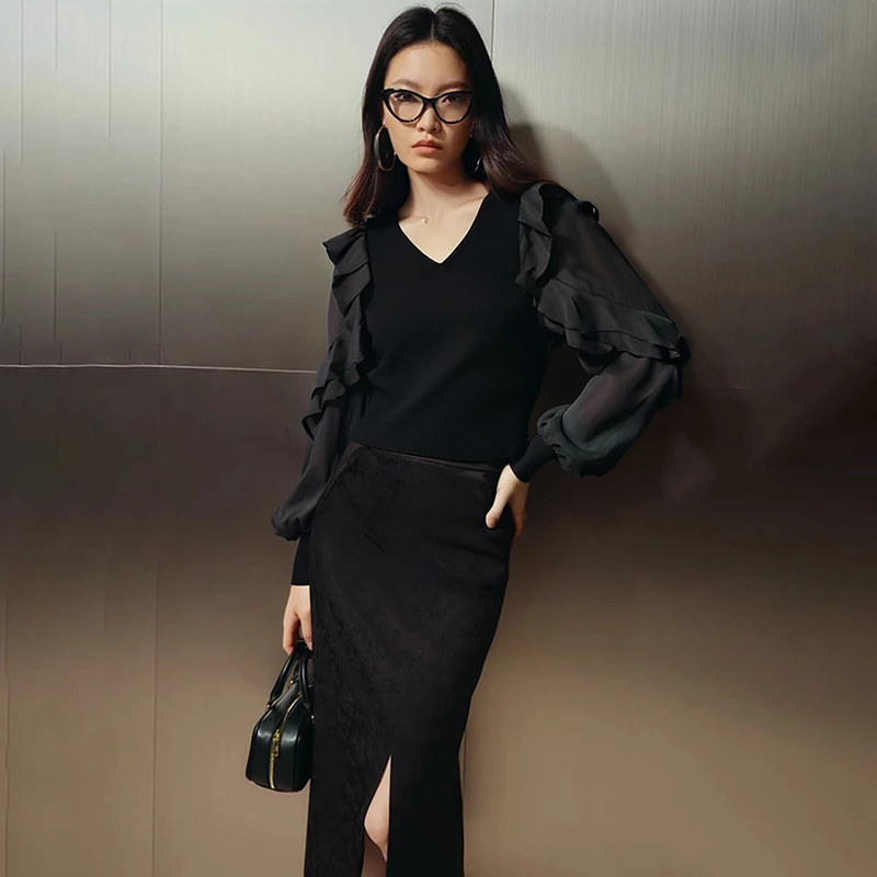 42537【依系列】拼接针织衫8J312336D