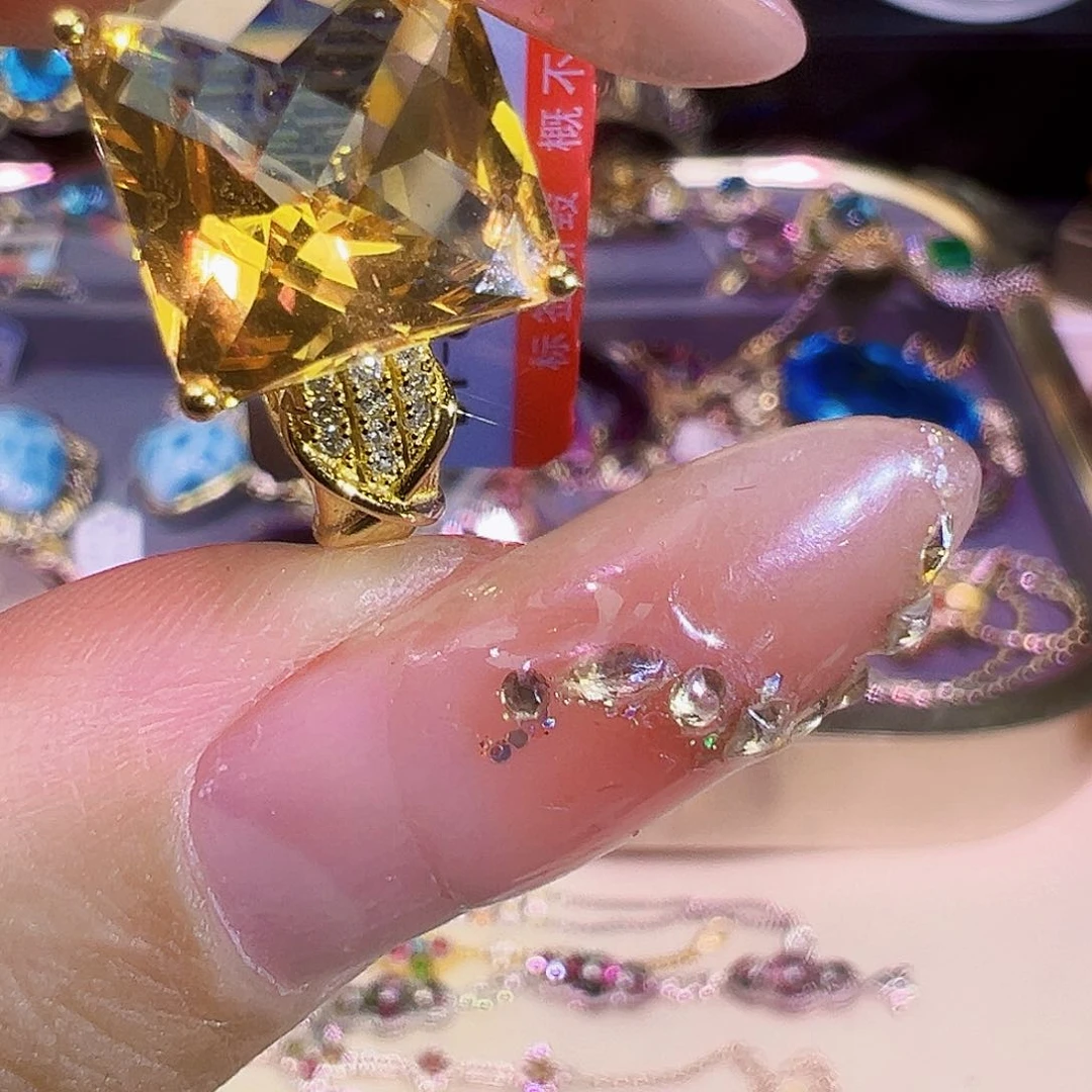 黄晶珠宝半成品银S925镶嵌