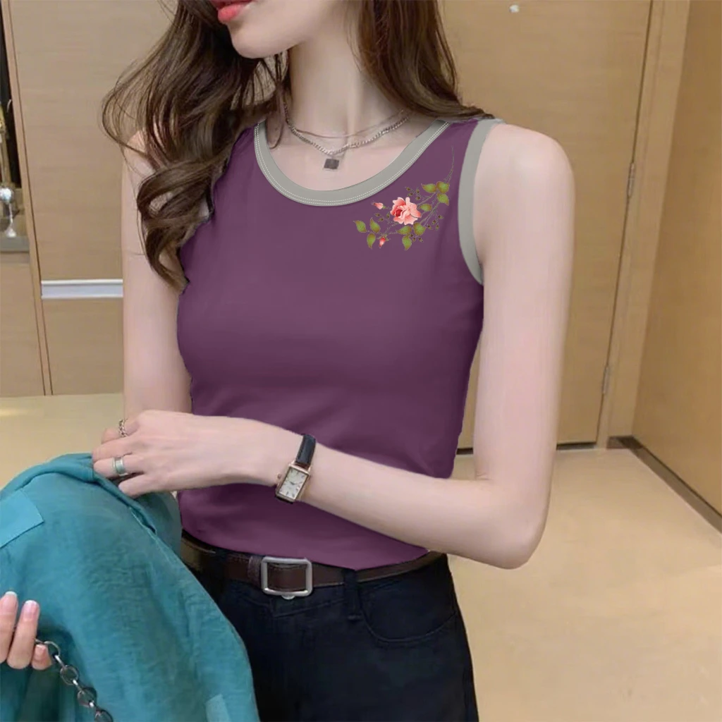 100%纯棉夏季新款无袖背心女外穿性感宽松韩版休闲百搭圆领T恤女