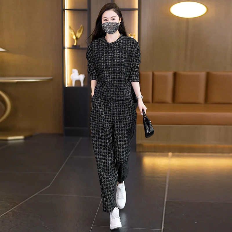 【女神新衣】2025秋装新款时尚洋气显瘦遮肉胖妹妹两件套气质套装