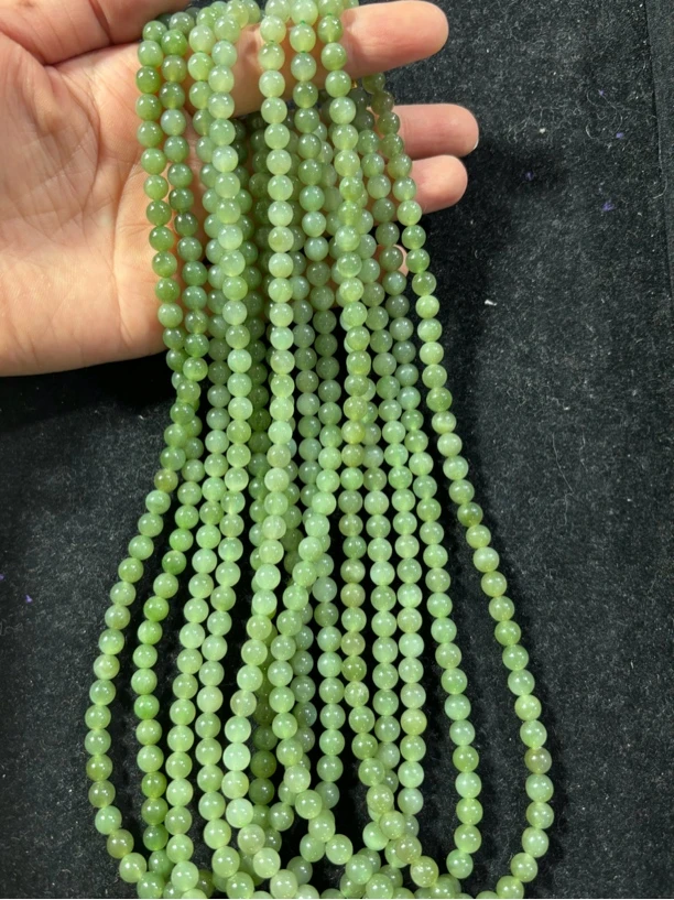 和田玉碧玉荧光锁骨链约卡6mm