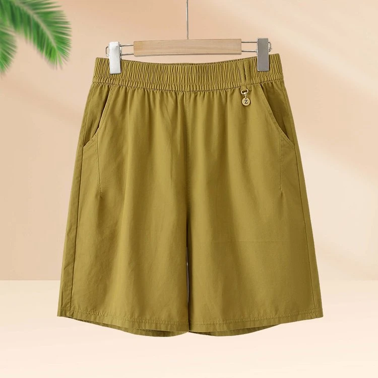 2025夏季新款中老年时尚松紧腰短裤五分裤休闲宽松显瘦百搭薄女裤