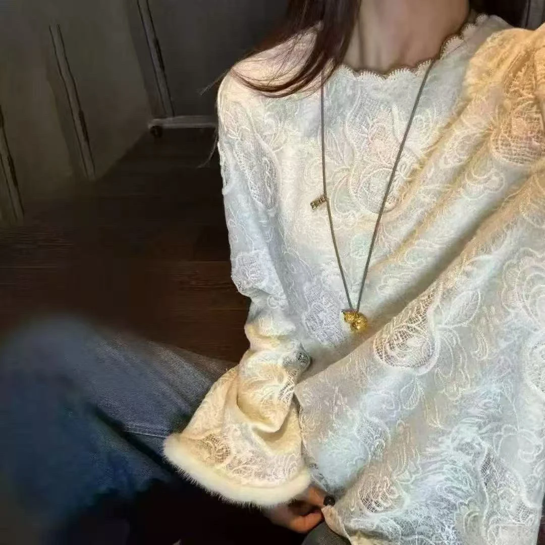 【jiu】水貂毛葫芦蕾丝小衫