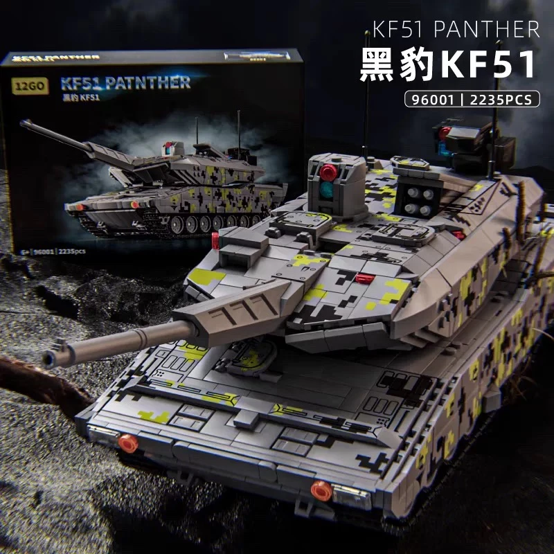 12GO高端坦克黑豹KF51拼装积木益智军事模型（可升级动态）96001