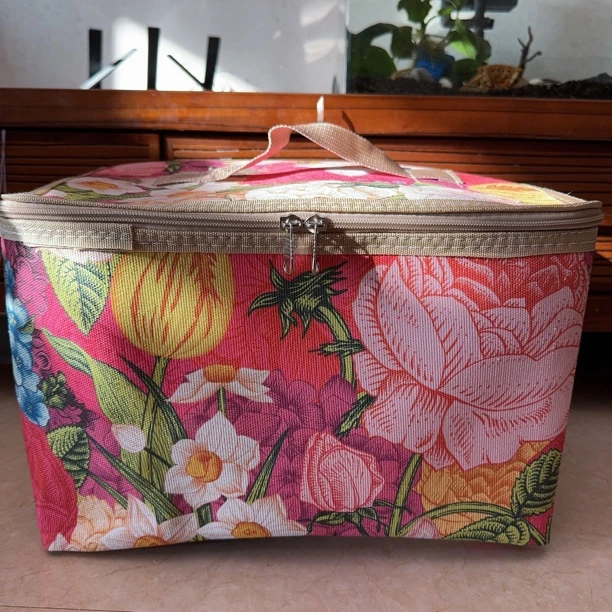 22升牡丹百合带盖双拉链玩具零食收纳筐