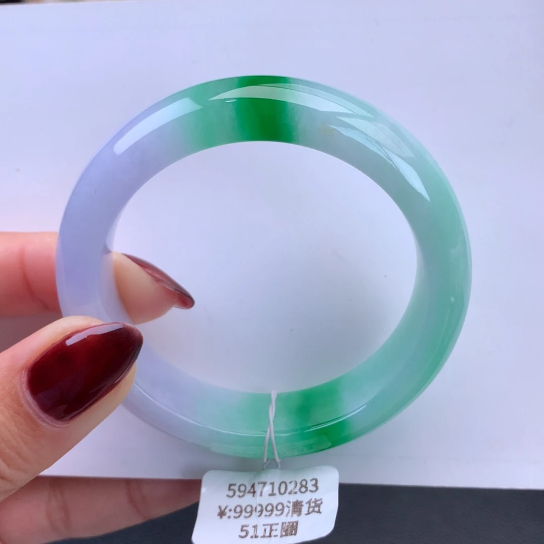 翡翠手镯未镶嵌细糯春彩辣绿手镯