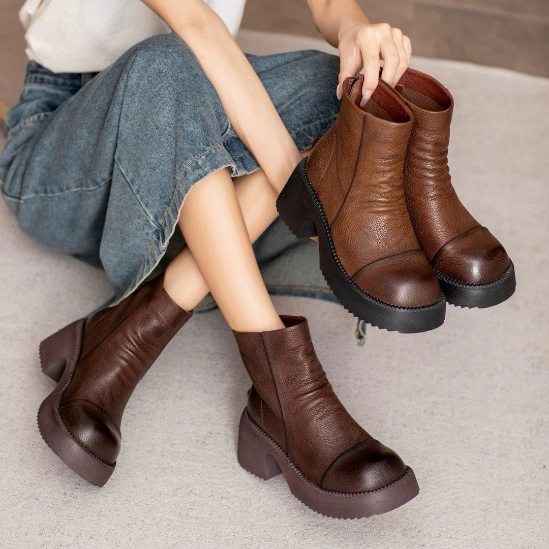 清货～80310 头层牛皮短靴