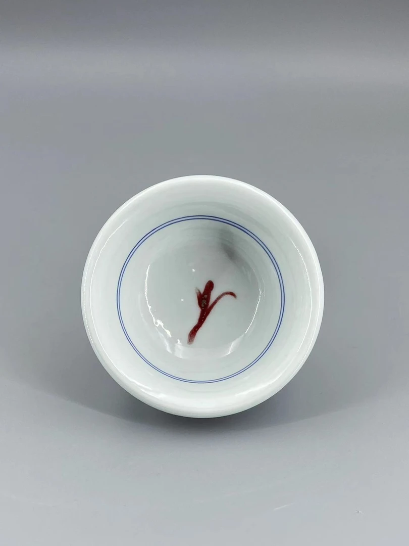 青花釉里红刀子压手杯HY-8