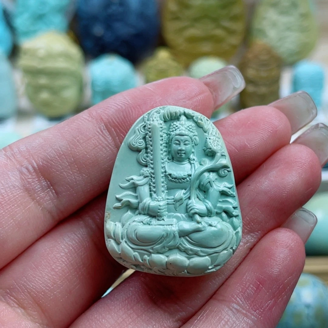 绿松石未镶嵌珠宝奇石虚空藏菩萨
