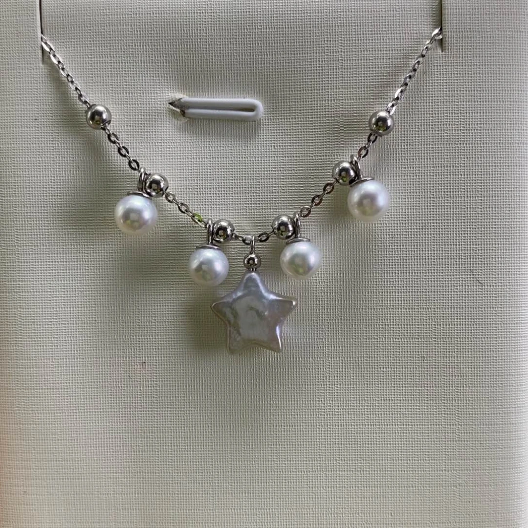 银S925镶嵌颈饰淡水珍珠