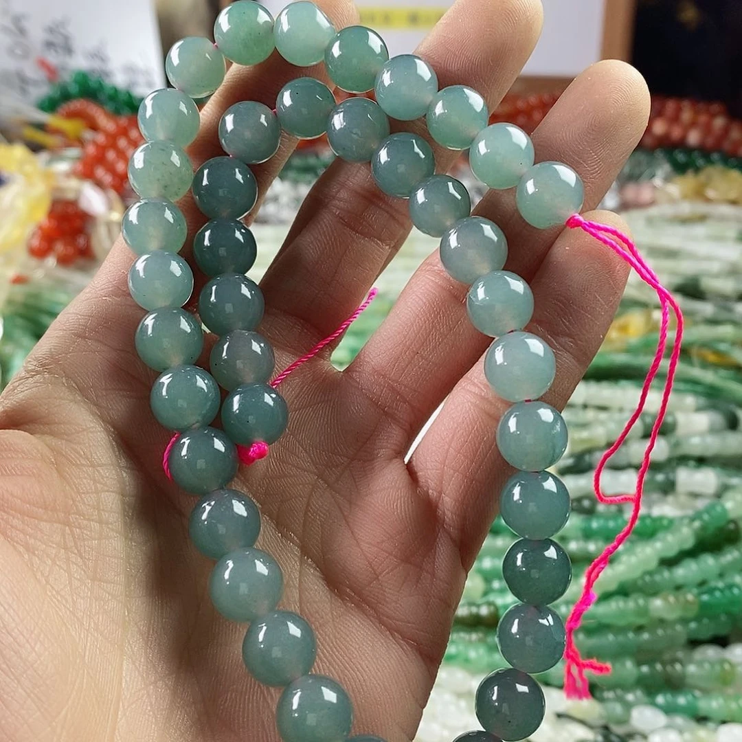 玛瑙/玉髓珠宝半成品合金一条10mm青绿玉髓D370