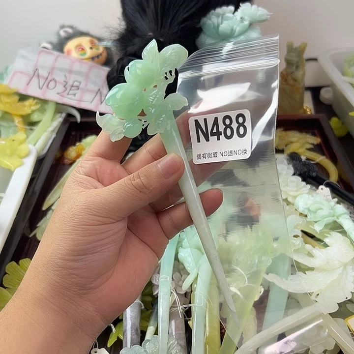 合金蛇纹石玉发饰Y*