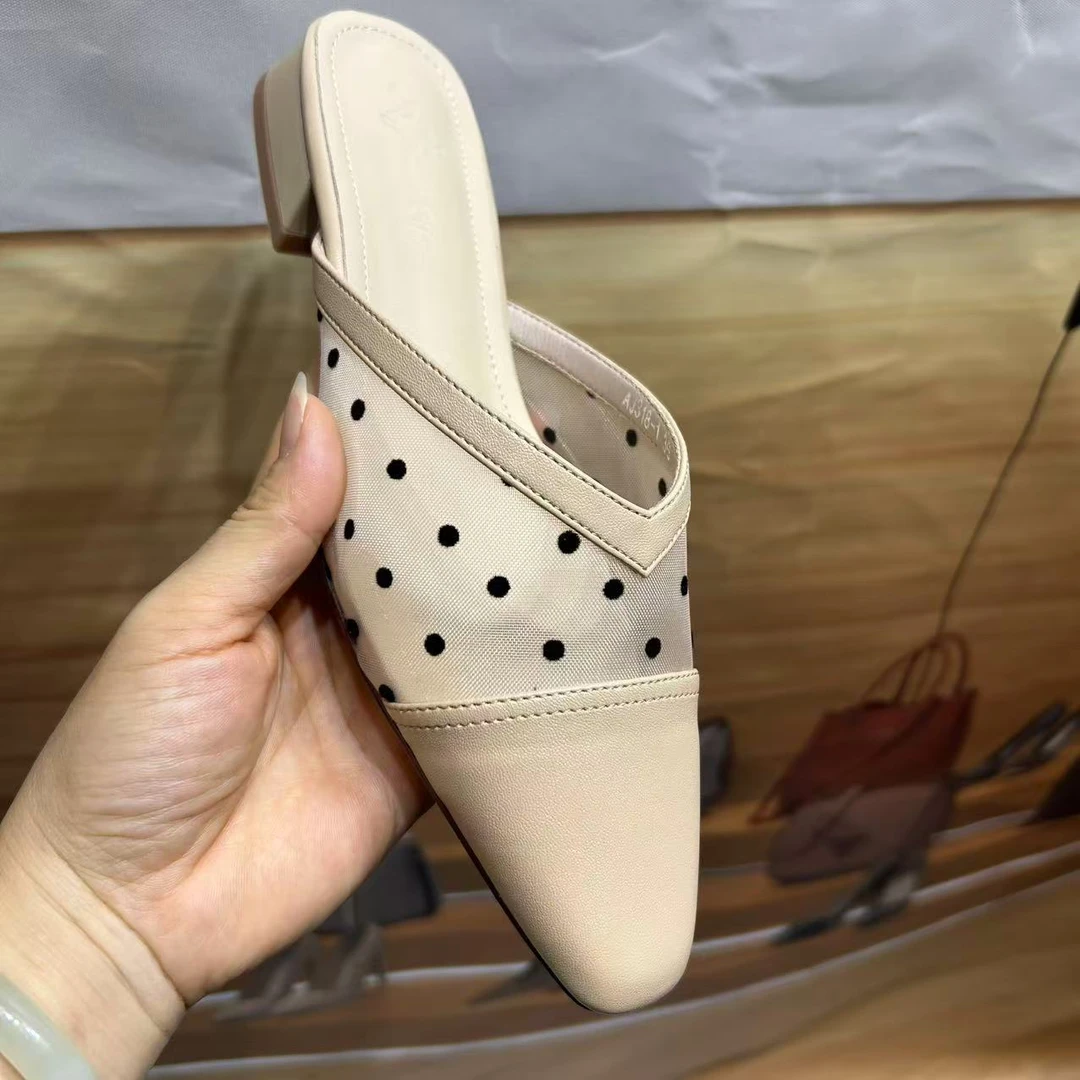 肥仔推荐 T 318-1 春夏新款小香风 时尚气质舒适女士小方头半托