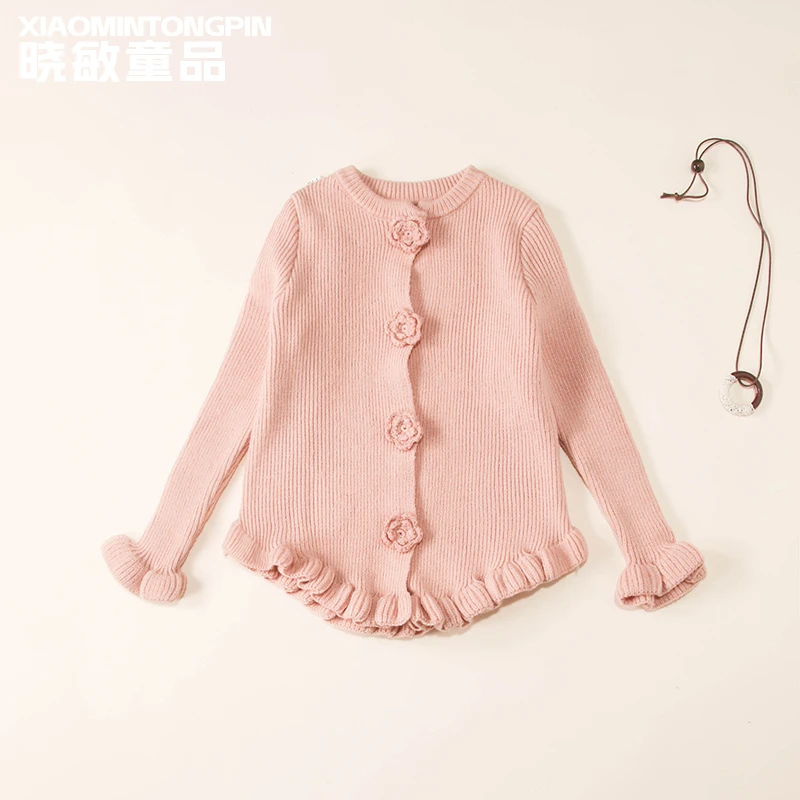 花朵扣针织女童毛衣XM2285